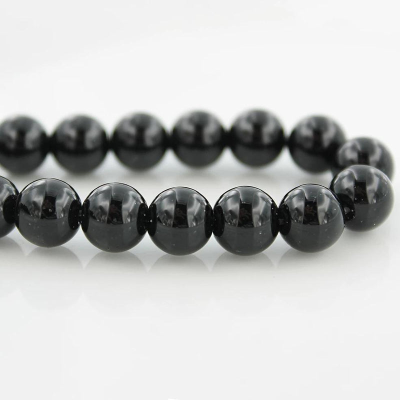 Perles Rondes Agate Naturelle 12mm - Onyx Noir - 15 Perles - BD083