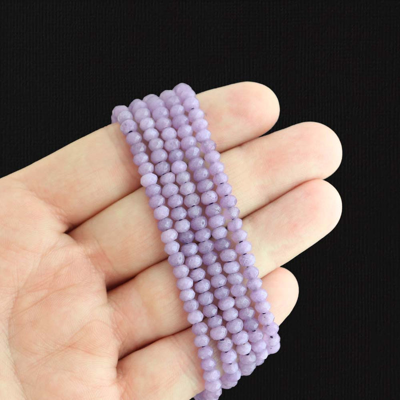 Faceted Rondelle Natural White Jade Beads 4mm x 3mm - Dark Orchid - 1 Strand 110 Beads - BD1542