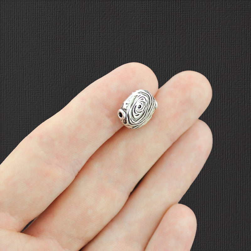 Round Spacer Beads 15mm x 14mm - Antique Silver Tone - 10 Beads - SC6956