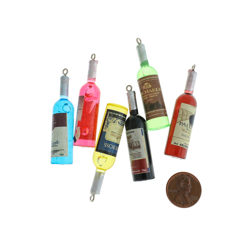 2 Assorted Wine Bottle Acrylic Charms 3D - K560