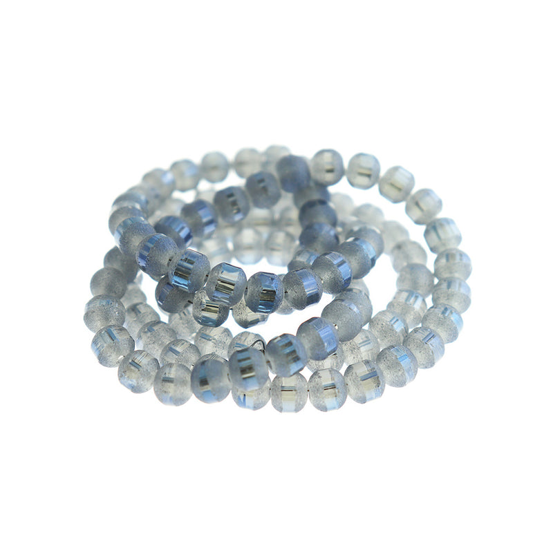 Perles de Verre Rondes 6mm - Bleu Marine Givré - 1 Rang 100 Perles - BD1460