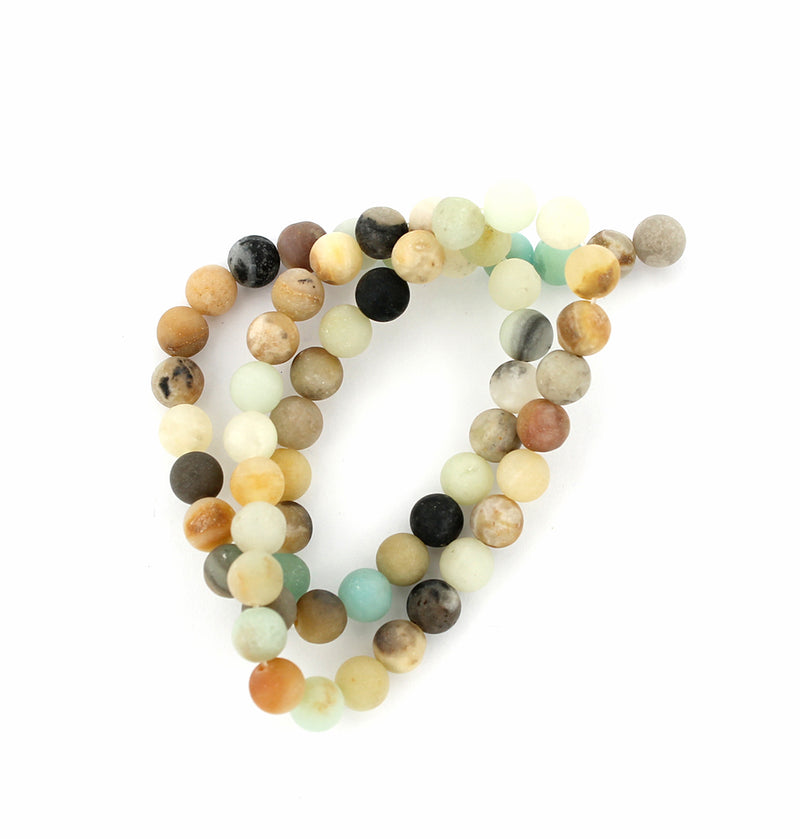 Round Natural Amazonite Beads - Light Frosted Beach Shades - Choose Your Size!