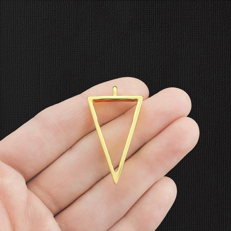 2 Triangle Gold Tone Charms 2 Sided - GC961