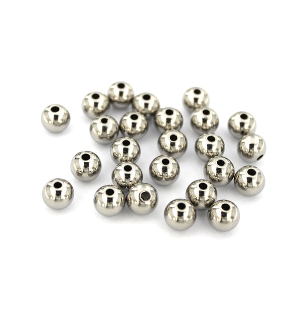 Round Spacer Beads 8mm x 7mm - Silver Tone - 10 Beads - FD671