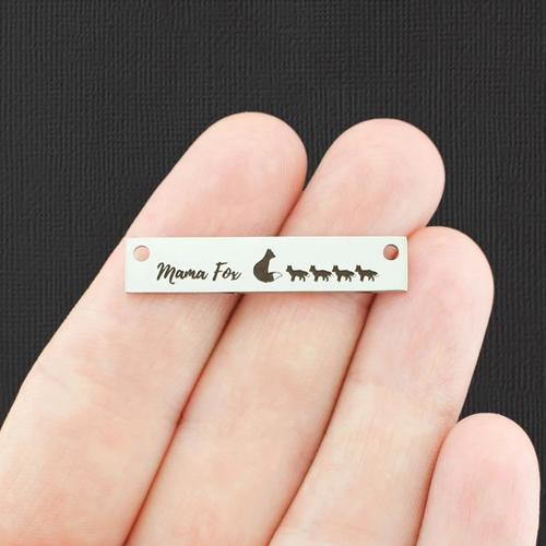 Mama Fox Stainless Steel Connector Charms - 4 Pups - BFS017-7652