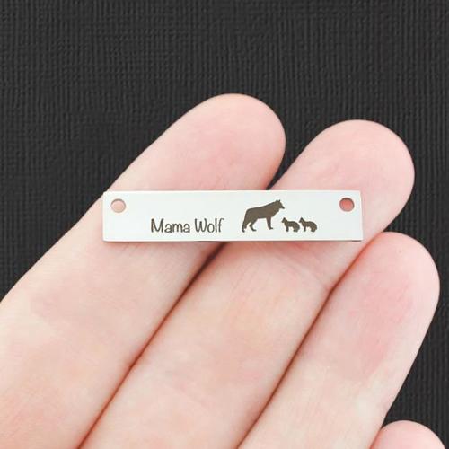 Mama Wolf Stainless Steel Connector Charms - 2 babies - BFS017-7661