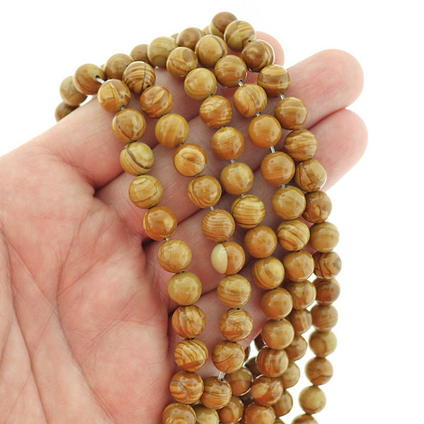 Round Imitation Gemstone Beads 8mm - Light Brown - 1 Strand 46 Beads - BD2290