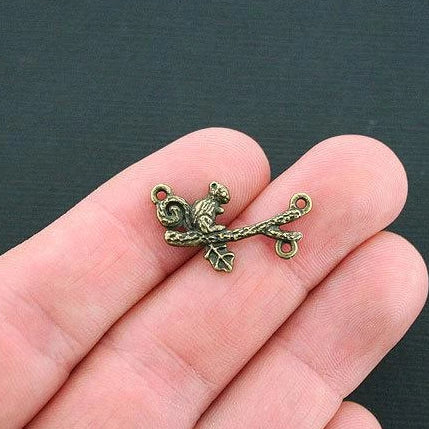 8 Squirrel Connector Antique Bronze Tone Charms - BC1303