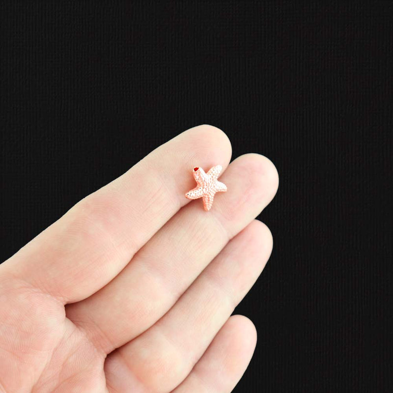 Starfish Spacer Beads 14mm - Rose Gold Tone - 8 Beads - GC590