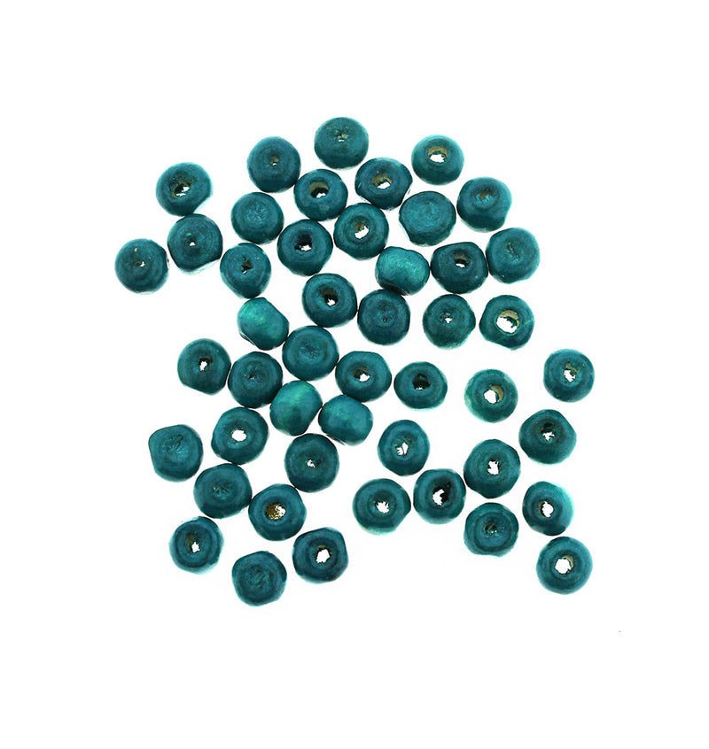 Perles Bois Rondes 6mm - Sarcelle - 50g 670 Perles - BD903