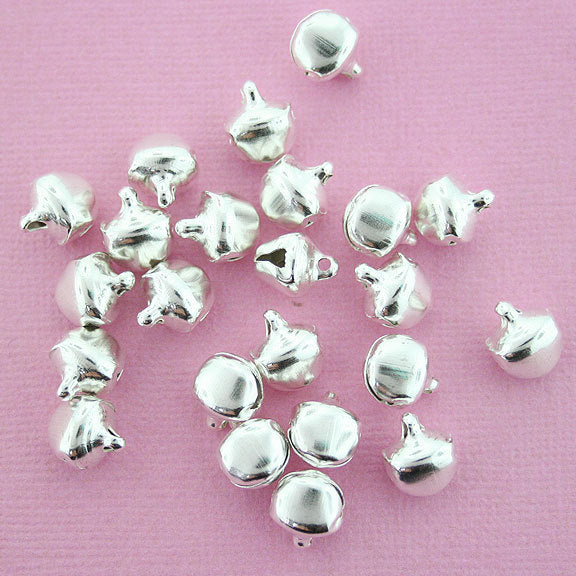 25 Jingle Bells Antique Silver Tone Charms 3D - XC062