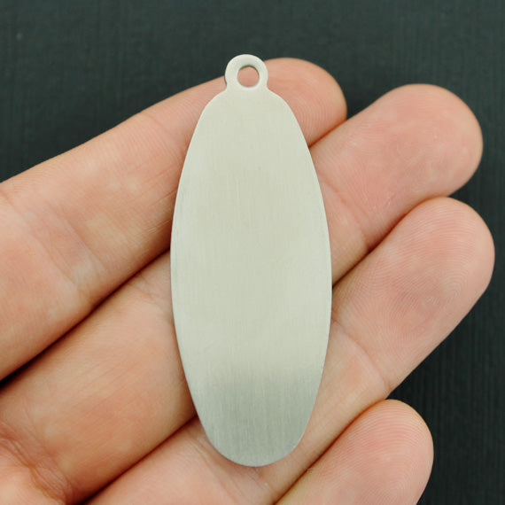 Oval Stamping Blanks - Stainless Steel - 56mm x 21mm - 2 Tags - MT208