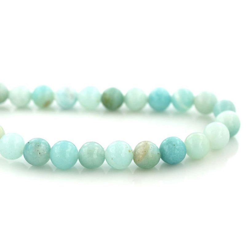 Perles Rondes Amazonite Naturelle 6mm - Bleu Pastel et Vert - 1 Rang 63 Perles - BD511