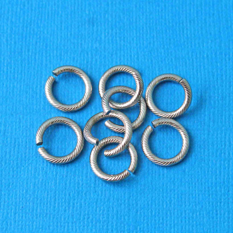 Anneaux de jonction en acier inoxydable 12,5 mm x 2 mm Texture tressée - Calibre 12 ouvert - 20 anneaux - SS013