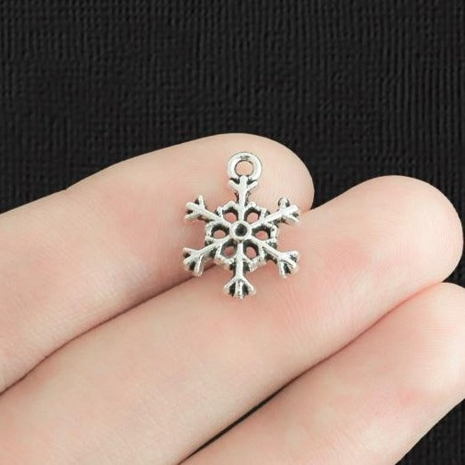 20 Snowflake Antique Silver Tone Charms - SC5880