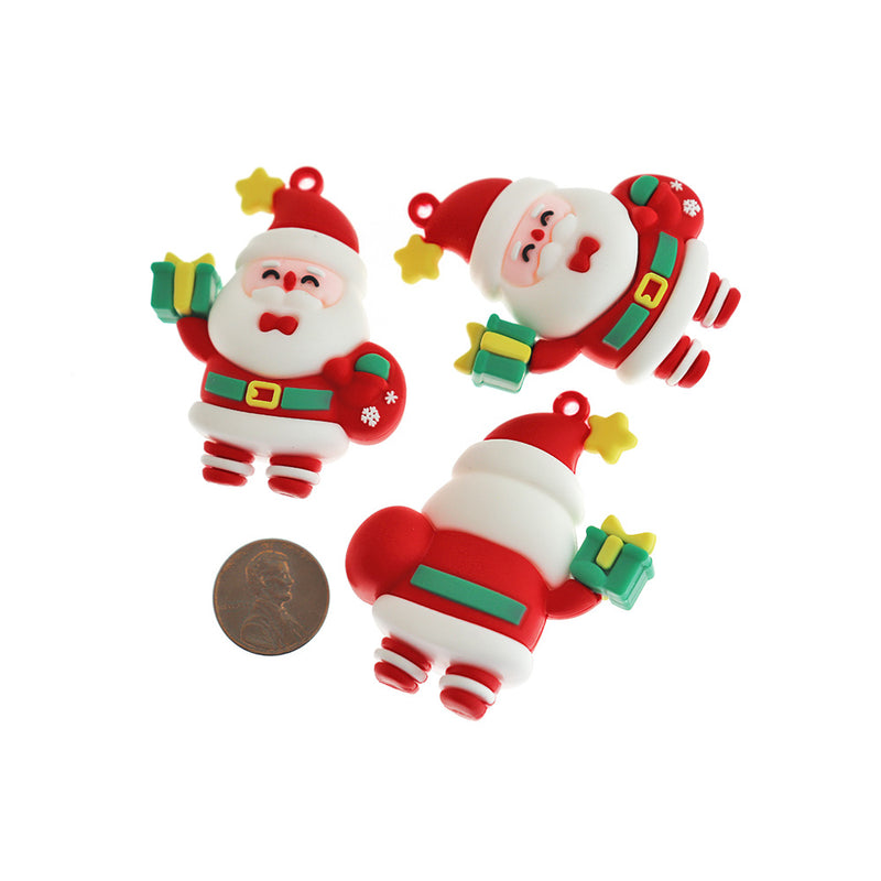 2 Santa Claus Acrylic Charms 3D - K348