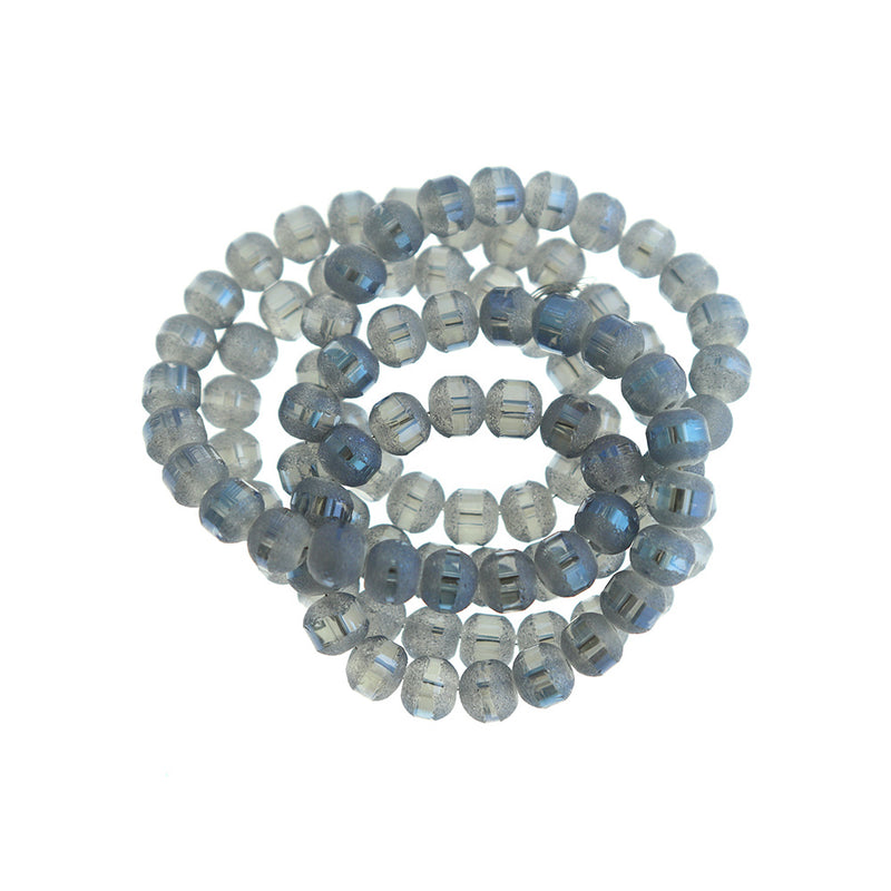 Perles de Verre Rondes 6mm - Bleu Marine Givré - 1 Rang 100 Perles - BD1460