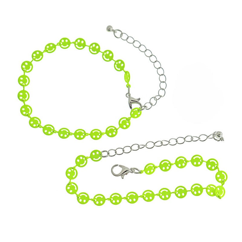 Bracelet Émail Smile 7" Plus Extender - 1mm - Vert Fluo - 1 Bracelet - N079