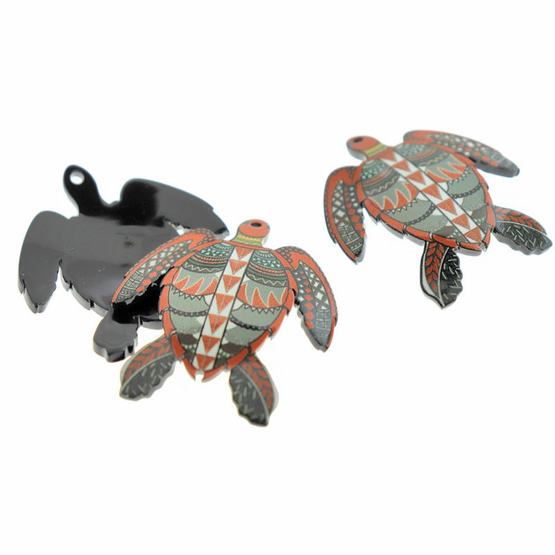 2 Turtle Acrylic Charms - K595