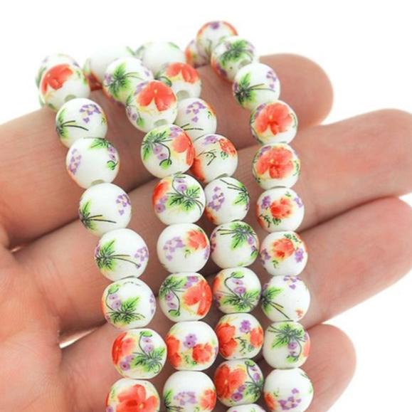 Round Ceramic Beads 8mm - Choose Your Color! 1 Strand 40 Beads