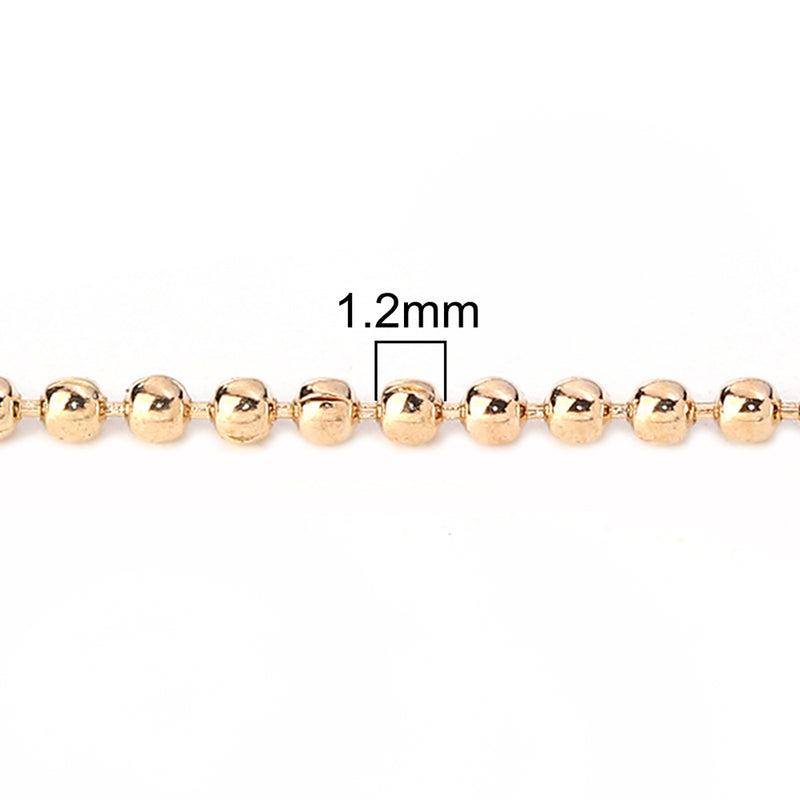 BULK Gold Tone Ball Chain 32Ft - 1.2mm -  FD643