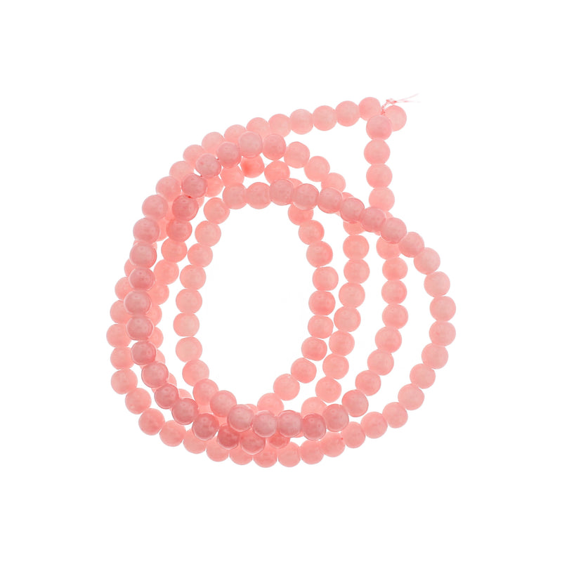 Perles Imitation Jade Rondes 6.5mm - Rose Bébé - 1 Rang 145 Perles - BD2688