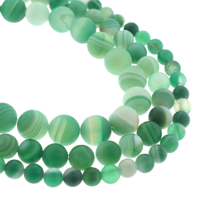 Perles d'agate naturelle rondes 6mm -10mm - Choisissez votre taille - Marbre vert émeraude - 1 brin complet de 15" - BD1844