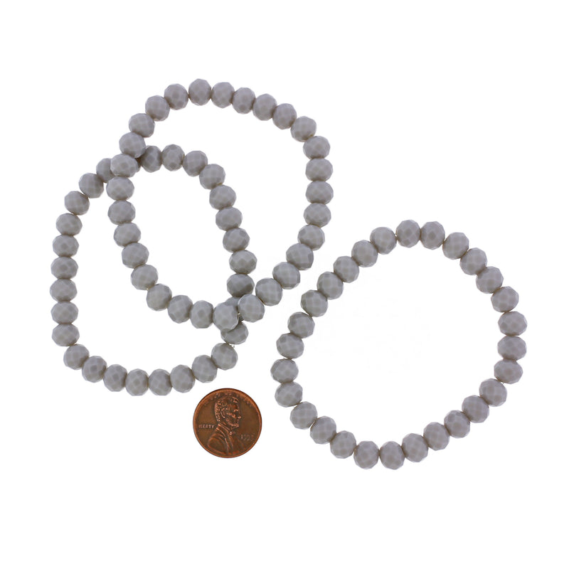 Bracelet Perles de Verre Facettes 68mm - Gris Clair - 1 Bracelet - BB174