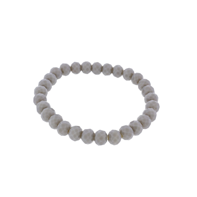 Bracelet Perles de Verre Facettes 68mm - Gris Clair - 1 Bracelet - BB174