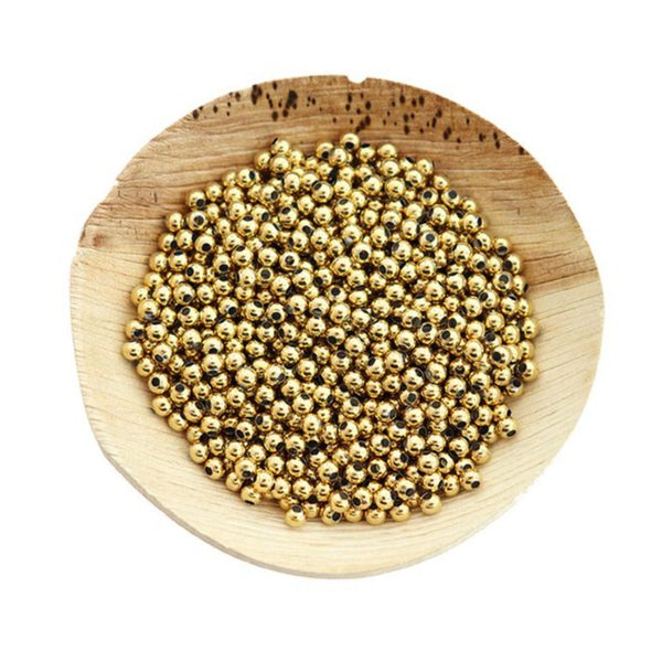 Round Stainless Steel Spacer Beads 4mm - Gold Tone - 20 Beads - BD2592