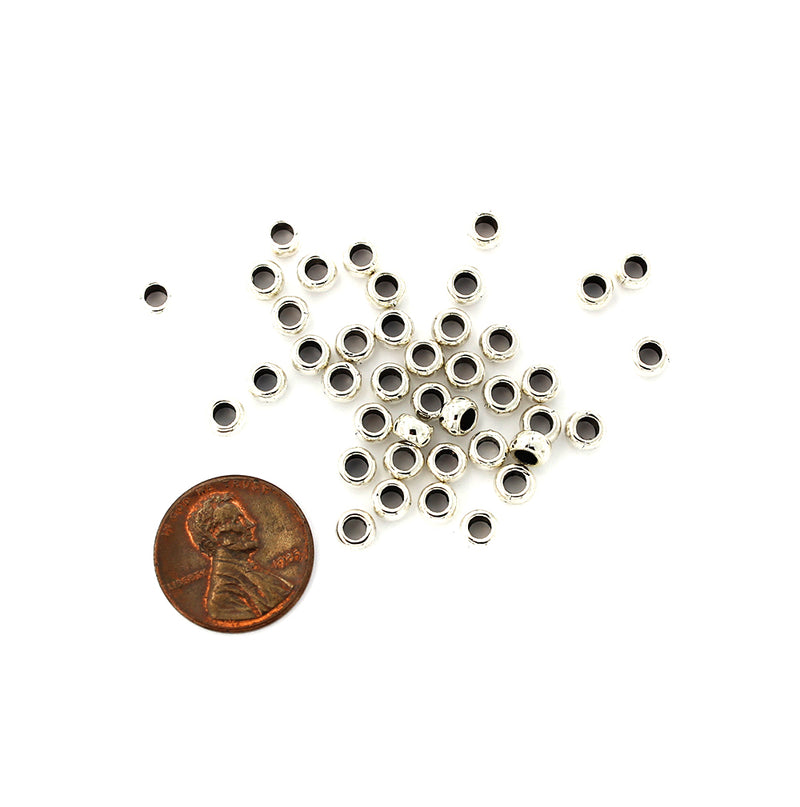 Perles intercalaires rondes 3 mm x 5 mm - ton argent - 50 perles - SC7736