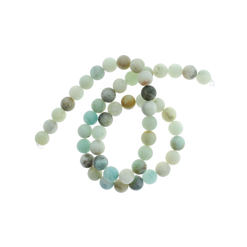 Round Natural Amazonite Beads - Frosted Earth Tones - 1 Strand - Choose Your Size!