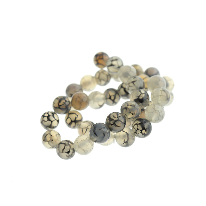 Perles d'agate naturelle rondes 6mm - 10mm - Choisissez votre taille - Dragon Vein Light Brown - 1 Full 15" Strand - BD1799