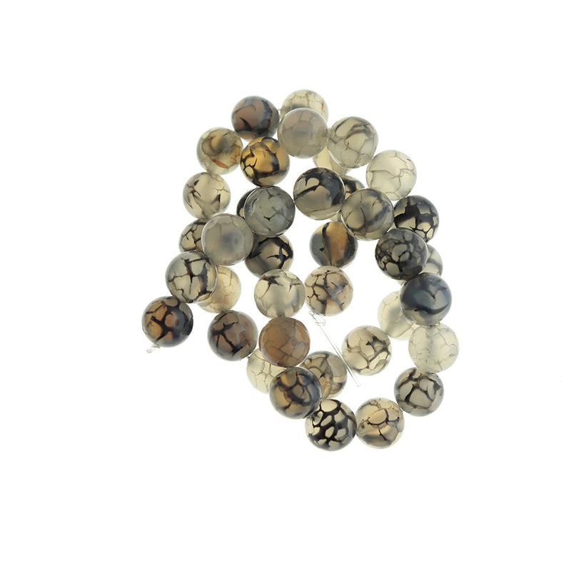 Perles d'agate naturelle rondes 6mm - 10mm - Choisissez votre taille - Dragon Vein Light Brown - 1 Full 15" Strand - BD1799