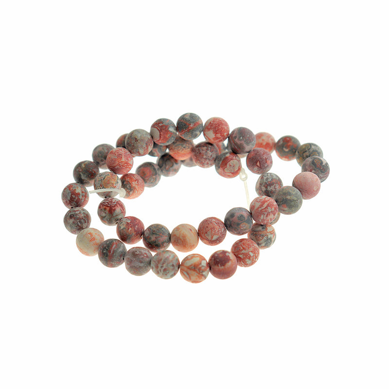 Perles rondes de jaspe de peau de léopard rouge naturel 4mm - 10mm - Choisissez votre taille - Tons volcaniques - 1 Full 15" Strand - BD1804