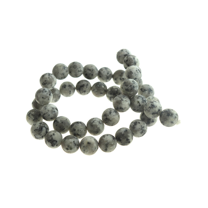 Perles rondes de jaspe de sésame naturel 6mm - 12mm - Choisissez votre taille - Stormy Night - 1 Full 15.5" Strand - BD1810