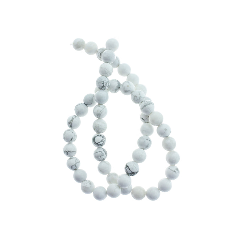 Perles rondes de turquoise naturelle 4mm - 12mm - Choisissez votre taille - Blanc poli - 1 brin complet de 15" - BD1825