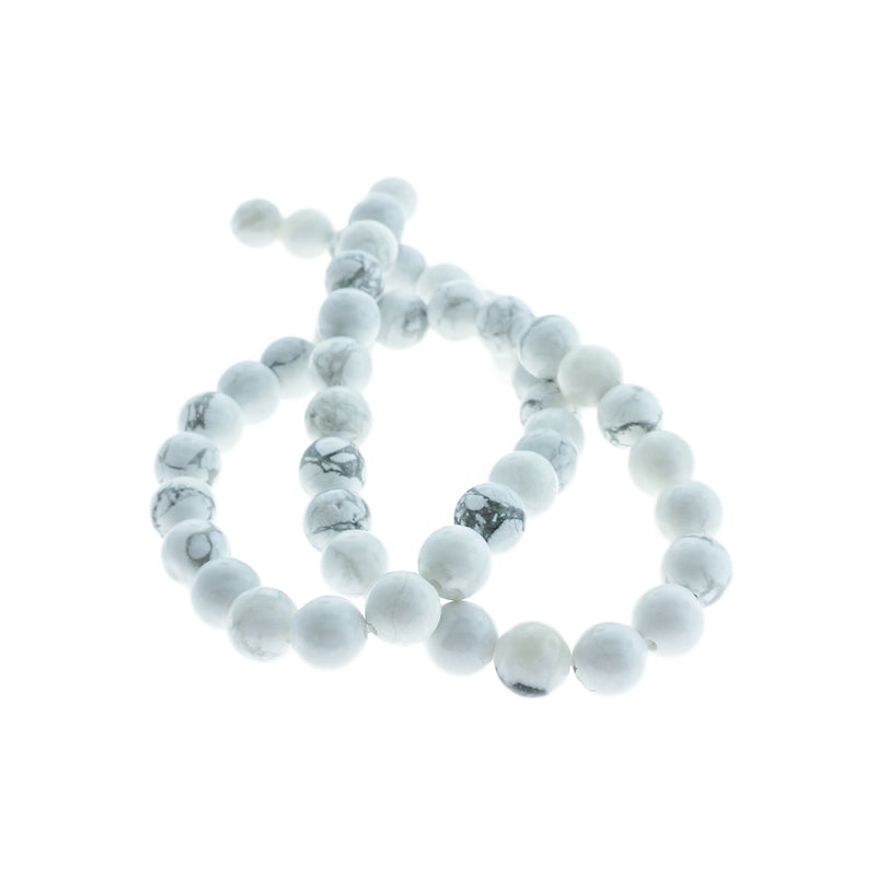 Perles rondes de turquoise naturelle 4mm - 12mm - Choisissez votre taille - Blanc poli - 1 brin complet de 15" - BD1825