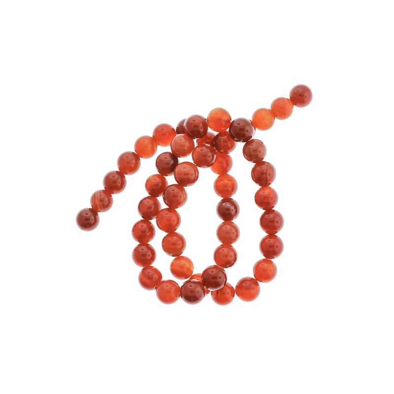 Perles rondes en agate de dentelle naturelle 4mm - 12mm - Choisissez votre taille - Orange ardent - 1 brin complet de 15" - BD1830