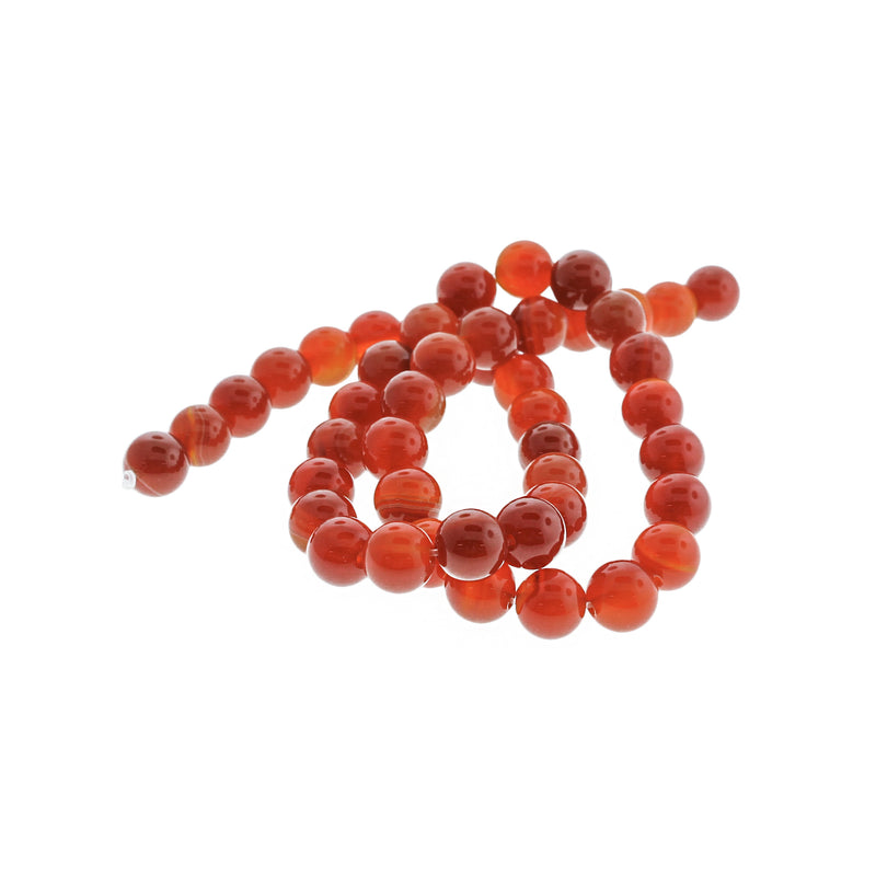 Perles rondes en agate de dentelle naturelle 4mm - 12mm - Choisissez votre taille - Orange ardent - 1 brin complet de 15" - BD1830