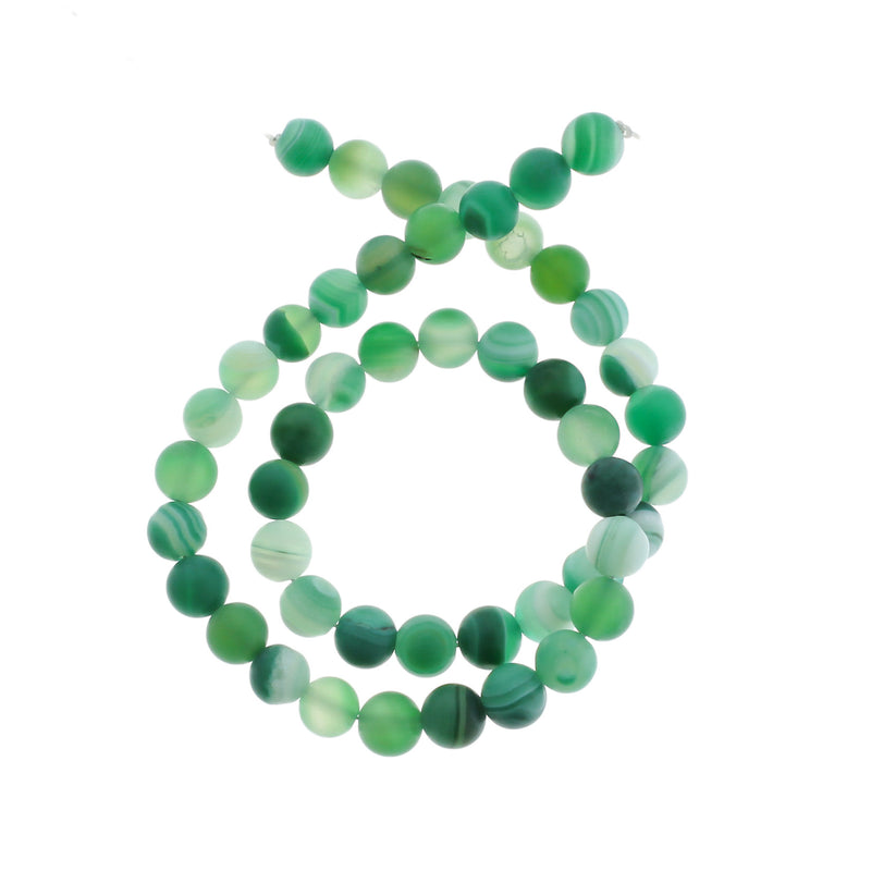 Perles rondes en dentelle naturelle Agate 6mm - 10mm - Choisissez votre taille - Verts émeraude - 1 brin complet de 15" - BD2083