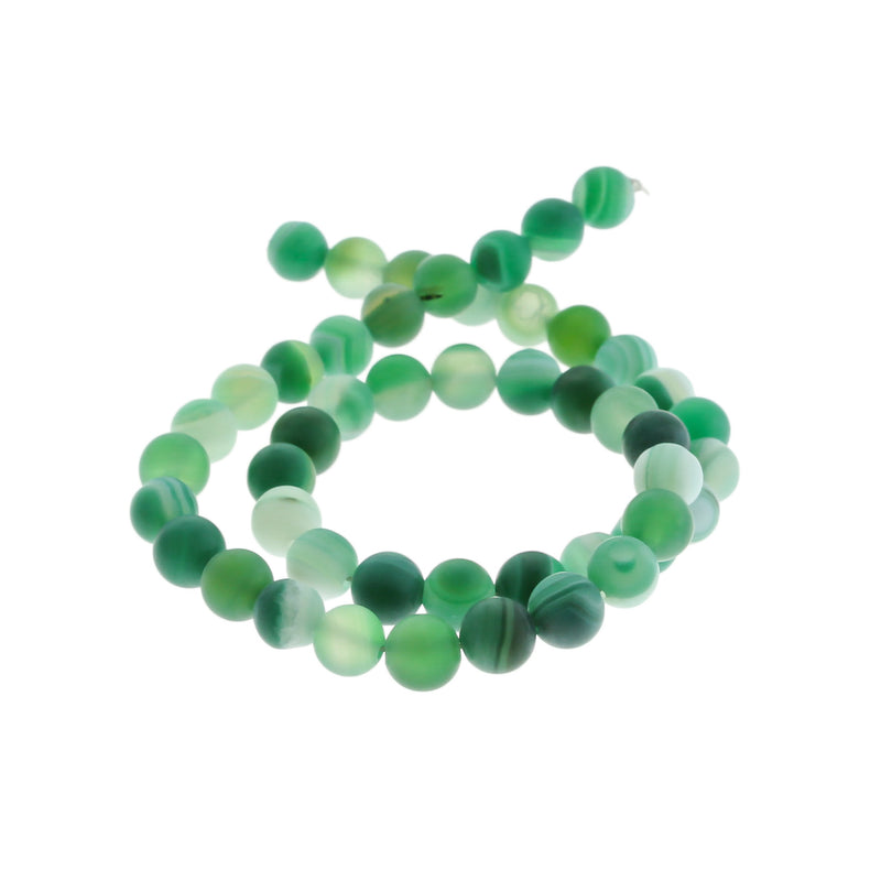 Perles rondes en dentelle naturelle Agate 6mm - 10mm - Choisissez votre taille - Verts émeraude - 1 brin complet de 15" - BD2083