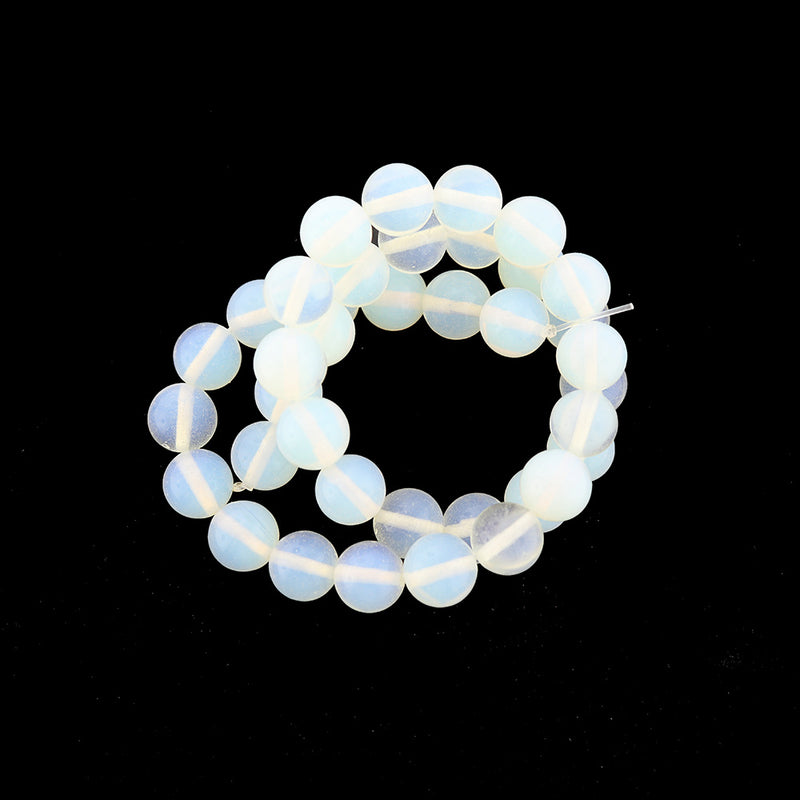 Perles de pierres précieuses d'imitation rondes 6mm - 12mm - Choisissez votre taille - Opale de mer - 1 brin complet de 15" - BD2326