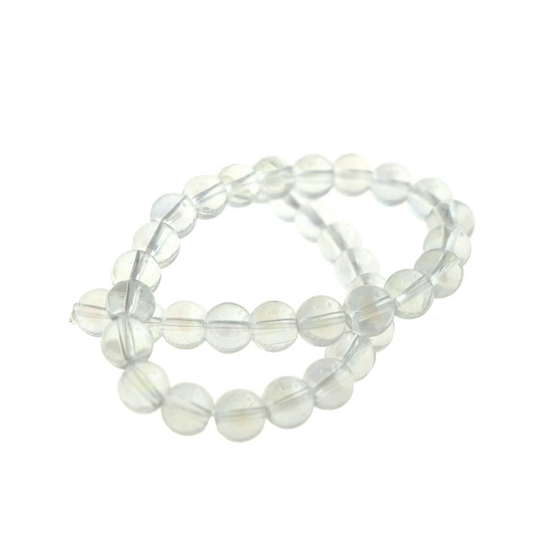 Round Glass Beads 6mm or 8mm - Choose Your Size - Electroplated Clear - 1 Full Strand - BD2571