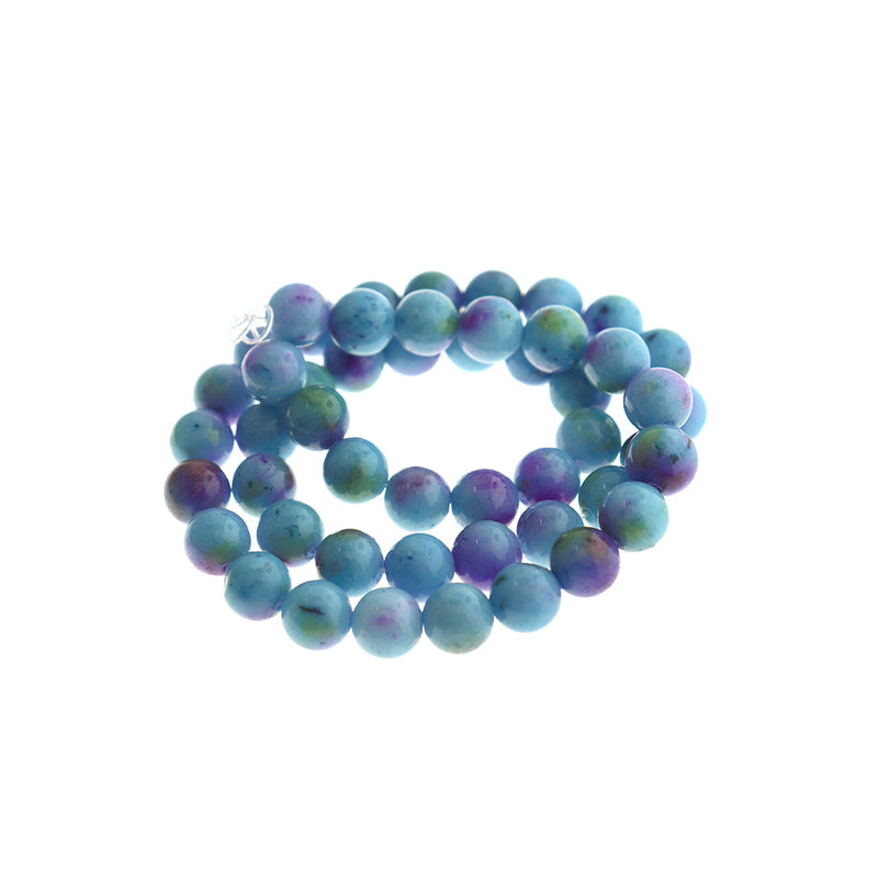 Perles de jade naturelles rondes 6mm - 8mm - Choisissez votre taille - Licorne bleu ciel - 1 brin complet de 15,7" - BD488