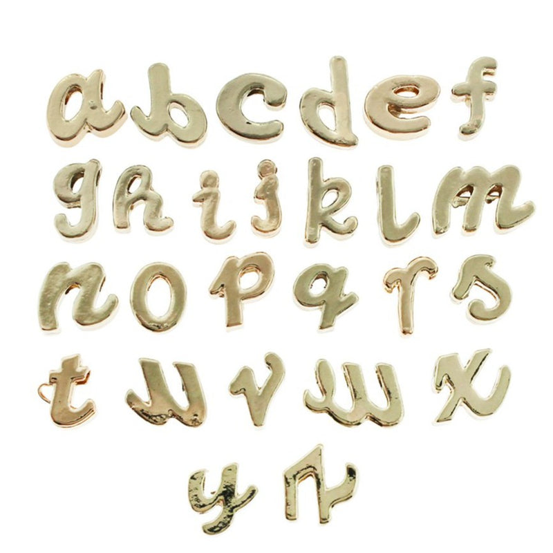 Full Alphabet Spacer Beads - Gold Tone - 1 Set 26 Beads - GC1252