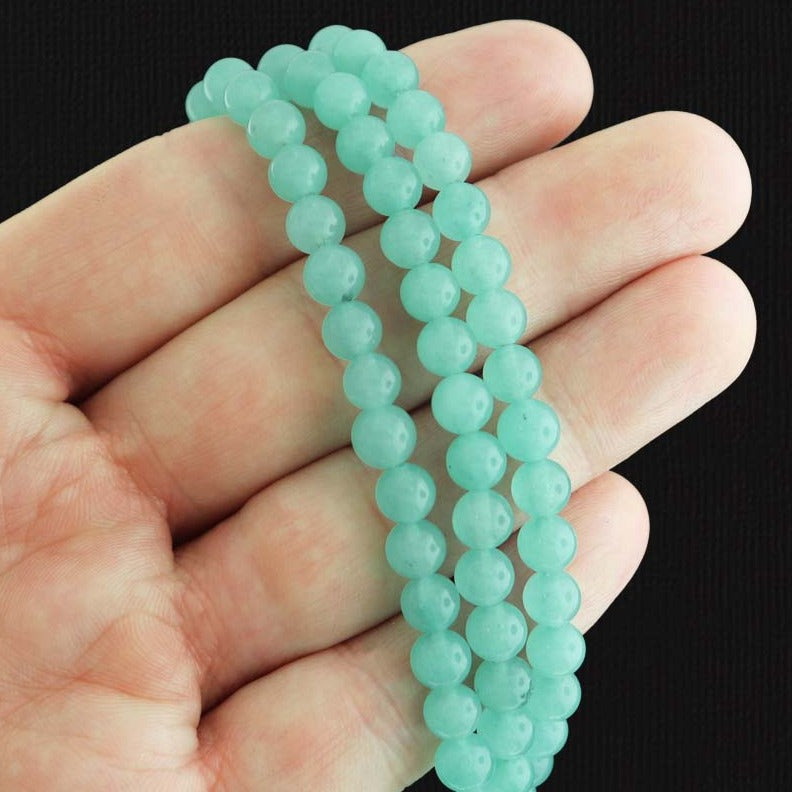 Perles Rondes Amazonite Naturelle 6mm - Vert Mer - 1 Rang 65 Perles - BD090