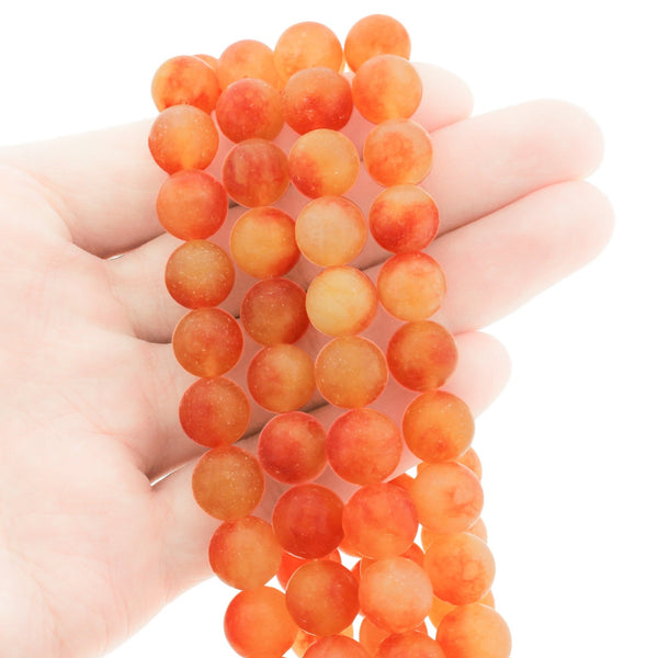 Round Natural Jade Beads - 10mm - Frosted - 1 Strand 38 Beads - Choose Your Color!