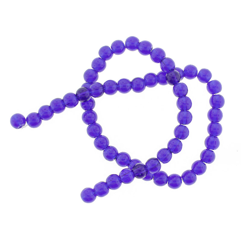 Round Glass Beads 6mm - Royal Blue - 1 Strand 50 Beads - BD610