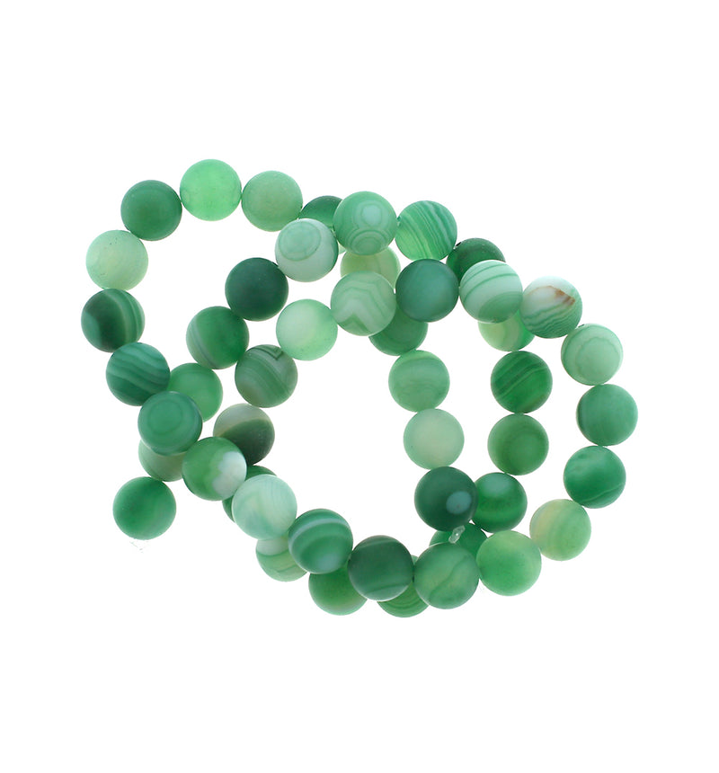 Perles d'agate naturelle rondes 6mm -10mm - Choisissez votre taille - Marbre vert émeraude - 1 brin complet de 15" - BD1844